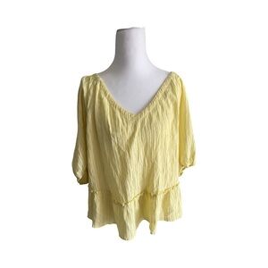 Arula Women’s Lemon Yellow Lantern Sleeve Summer‎ Top size XL